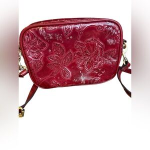 Patricia Nash Josie Bark Leaves Maroon Crossbody